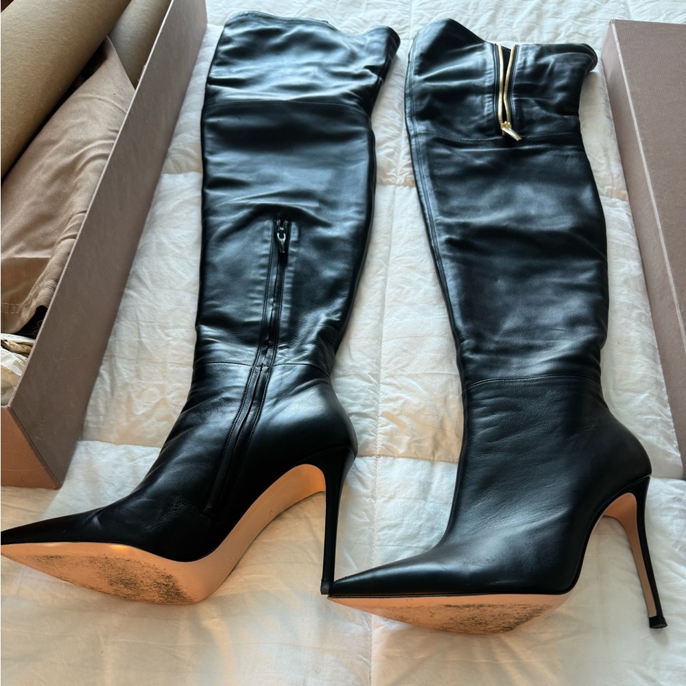 Gianvito Rossi Over The Knee Trinity Black Boots - Picture 11 of 12